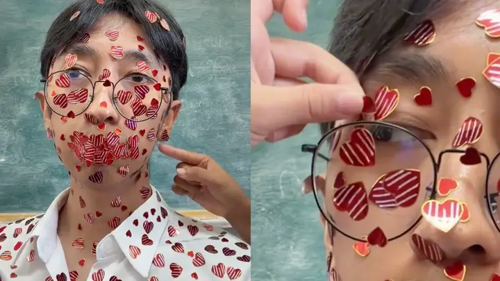 คุณครูกลายเป็นมนุษย์หัวใจเดินได้ เมื่อต้องสอนนักเรียนในช่วงวันวาเลนไทน์